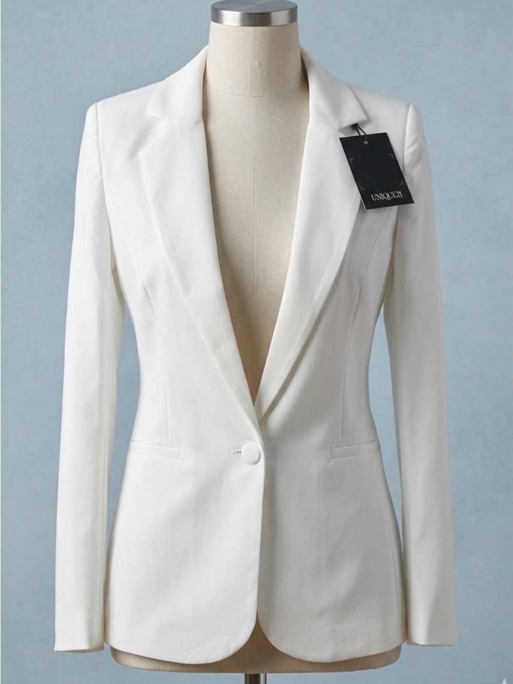 Nique White Women's Tailored Blazer - Single-Button Notch Lapel